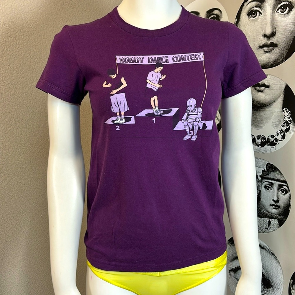 Threadless Purple Robot Dance Competition Short Sleeve Tee, Sz M